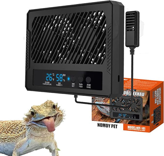 Reptile Fan & Terrarium Dehumidifier – Smart Dual-Row Humidity Fan for Reptile Tank, Snake, Gecko, Bearded Dragon Enclosure
