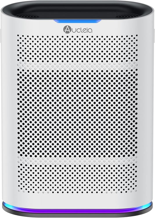 Air Purifiers for Home Large Room Cover 2,100 Ft²,Home Air Purifier with Air Quality Monitor & Aromatherapy,Auto H13 Air Purifier Removes Pets Hair Dust Smoke Odor,with 7 Colors Light(White)