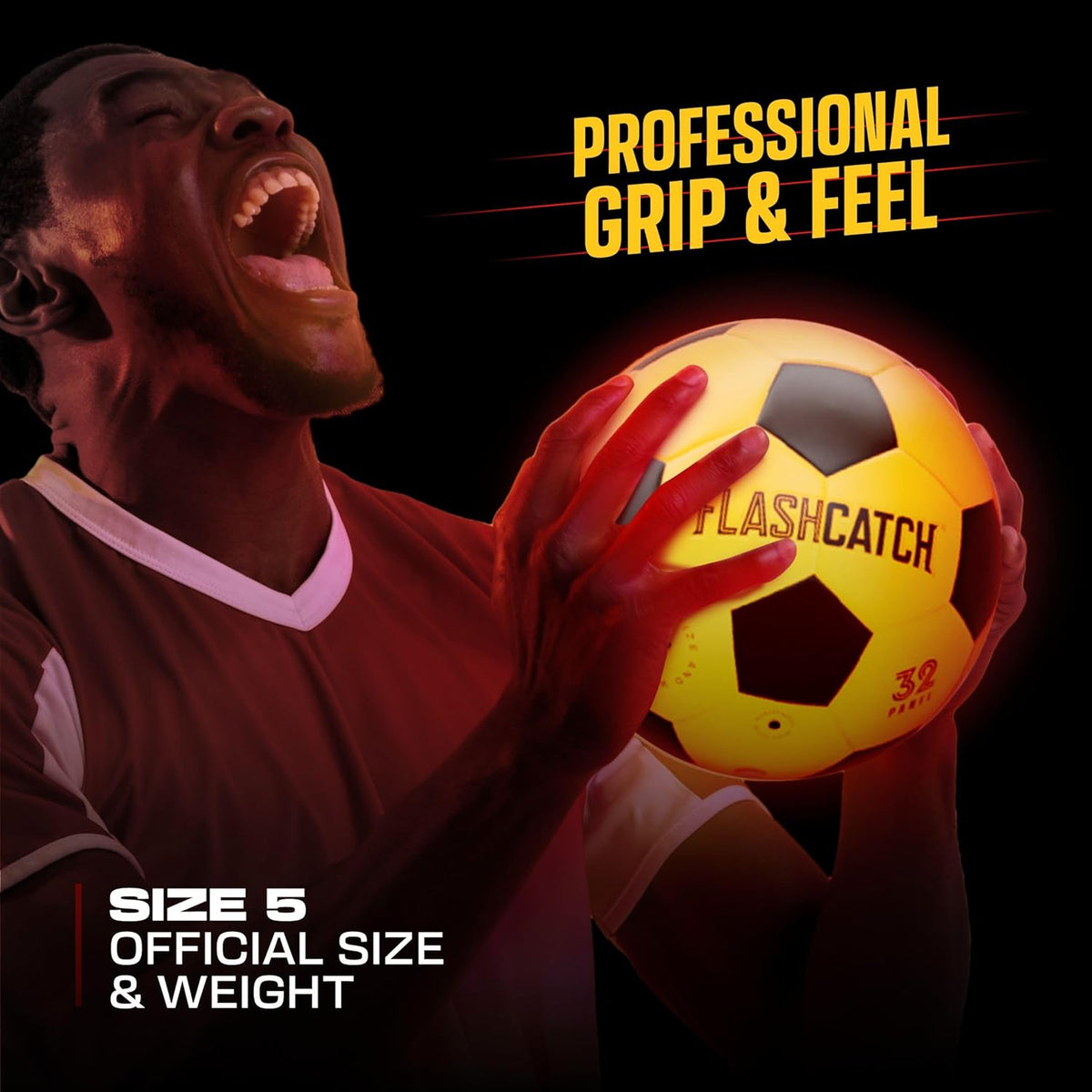 Light Up Soccer Ball - Glow in The Dark - NO 5 - Sports Gear Gifts for Boys & Girls 8-15+ Year Old - Kids, Teens Gift Birthday Ideas - Cool Boy Toys Ages 8 to 15 Glowing Night Activity