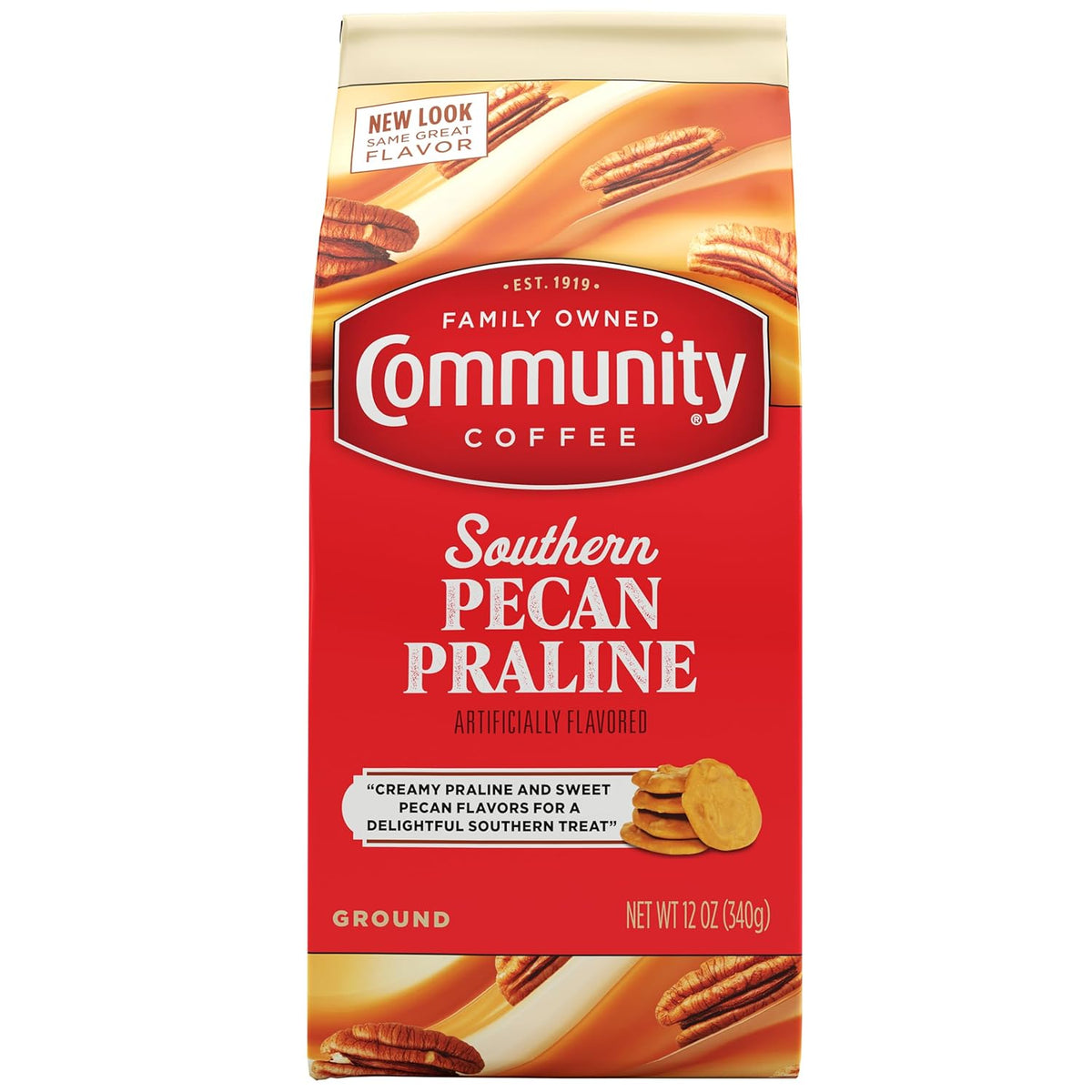 Community Coffee Southern Pecan Praline Flavored 12 Ounce, Medium Roast Ground, 12 Ounce (Pack of 1)