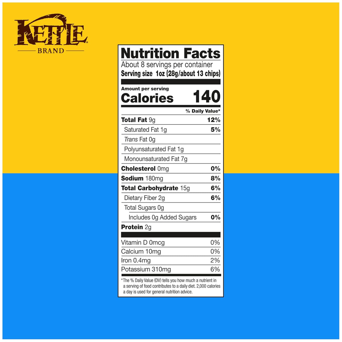 Kettle Brand Sea Salt and Vinegar Kettle Potato Chips, Gluten-Free, Non-GMO, 7.5 oz Bag