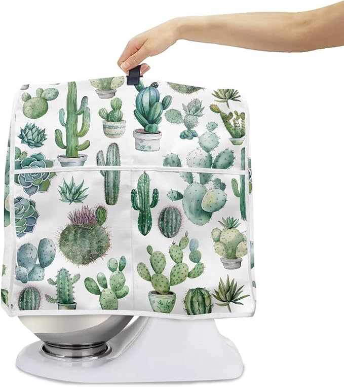 Cactus Mixer Cover | Compatible with 4.5-5 Quart Tilt Head & Bowl Lift Mixers | Dust Protector with Pockets for Accessories