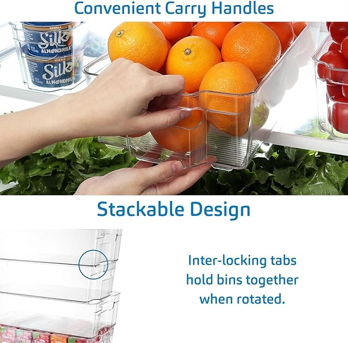 Fridge Organizer - 6 Pieces refrigerator organizer bins - Pantry Organization and Storage for Fridge & Refrigerator- BPA Free Freezer Organizer Bins