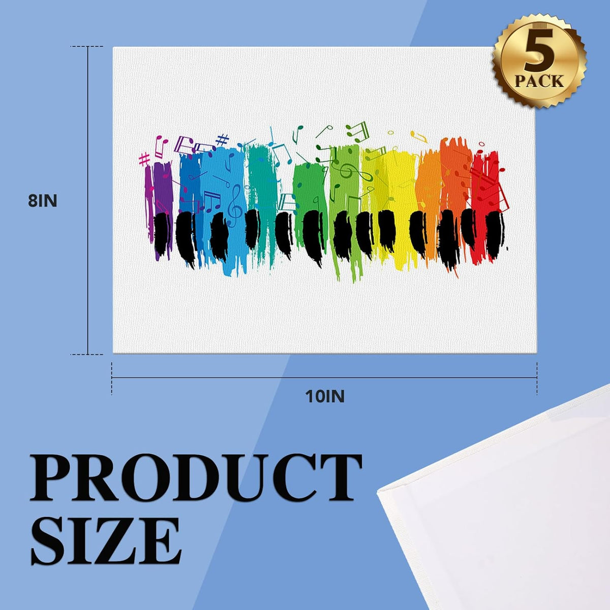 ESRICH Canvas Boards for Painting, 5 Pack Canvases for Painting 8x10 Cotton Primed Acid Free Blank Canvas Panels for Oil Paint, Watercolor, Acrylic Paint, Gouache and Tempera