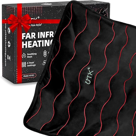 UTK Heating Pad for Back Pain Relief with Far Infrared Therapy, Infrared Heating Pad with Tourmaline, 2H Auto-Off for Shoulder, Period Cramps,Knee, Sciatica Pain Relief - 20''x24''