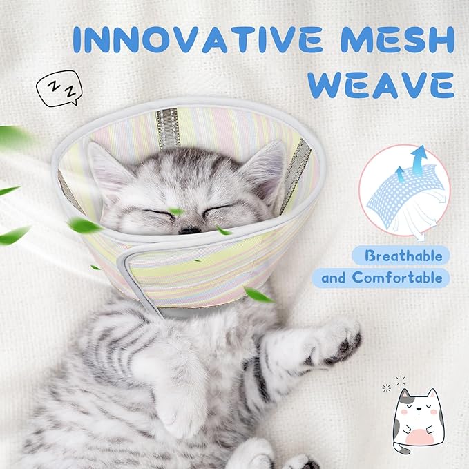 Supet Cat Cone Collar After Surgery, Soft Mesh Recovery Collar for Cats to Stop Licking and Scratching, Plastic Cone Alternative for Small Dogs, Medium, Large Cats