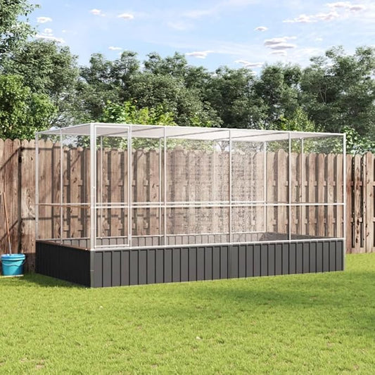 Outdoor Aviary Bird Cage, Galvanized Steel Outside Ample Activity Space Birdcage, 164.6"x81.5"x83.5", -268