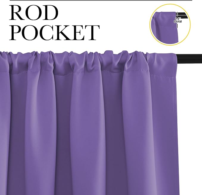NICETOWN RV Blackout Curtains for Camper Windows, Lilac Purple, Kitchen Curtains