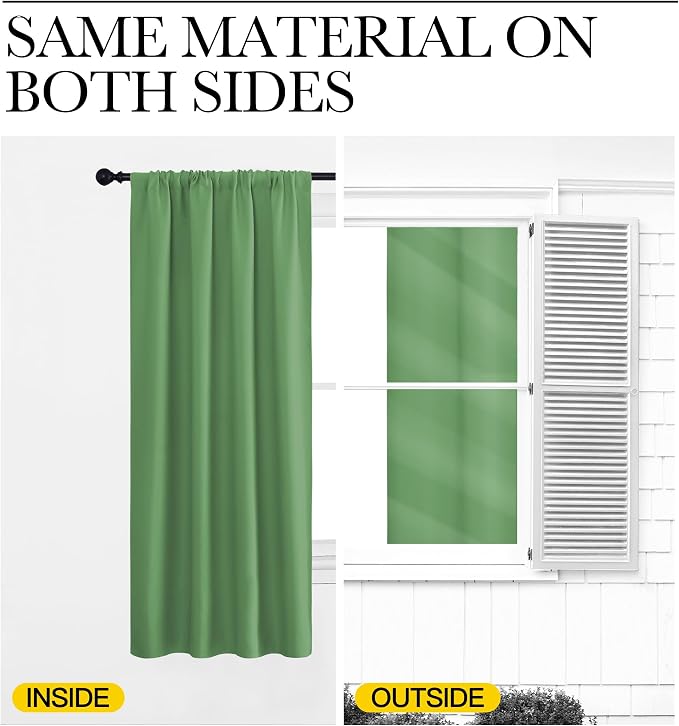 NICETOWN Kitchen Curtains, Short Blackout Drapes, Froest Green, Thermal