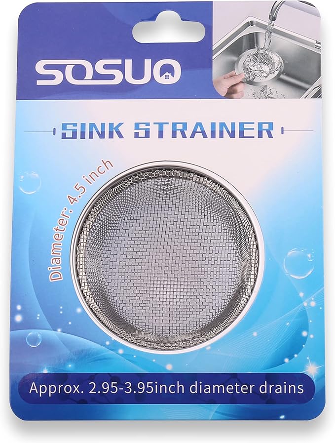 2Pcs Kitchen Sink Strainer, Stainless Steel Mesh Sink Drain Cover, Large Wide Rim 4.5" Diameter Sink Drain Strainer Basket Catcher