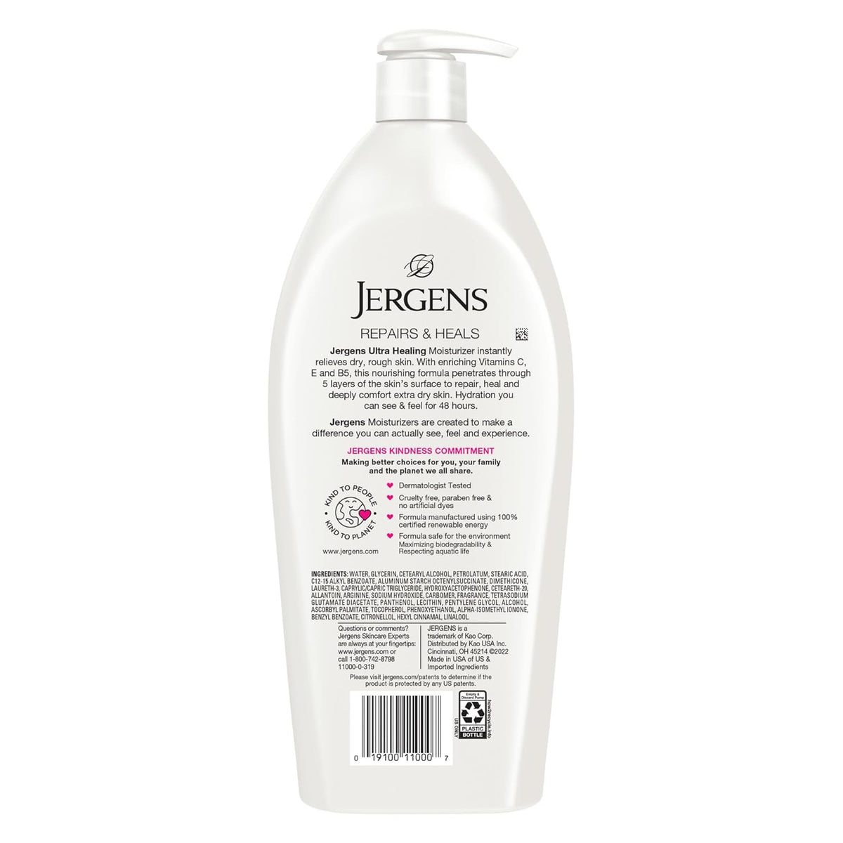 Jergens Ultra Healing Dry Skin Lotion, Hand and Body Moisturizer for Quick Absorption into Extra Dry Skin with Hydralucence Blend, Vitamins C, E and B5, White, 32oz