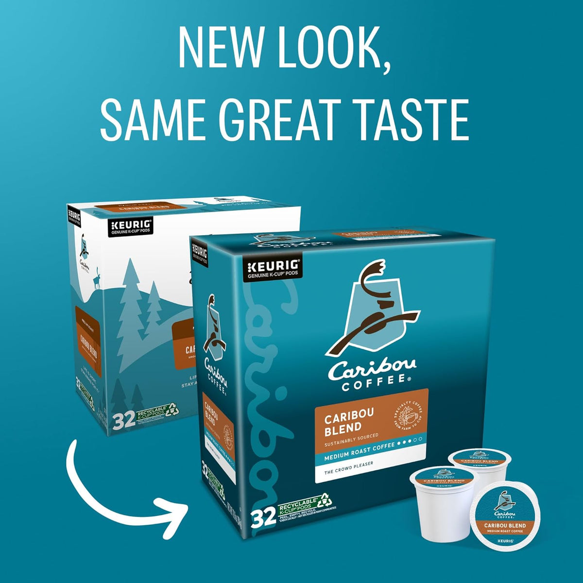 Caribou Coffee Caribou Blend, Keurig Single-Serve K-Cup Pods, Medium Roast Coffee, 32 Count(Pack of 1)