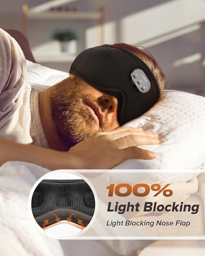 LC-dolida Sleep Headphones, White Noise Bluetooth Sleep Mask 3D Wireless Timing Eye Mask for Sleeping, Sleep Mask with Bluetooth Headphones for Side Sleepers Travel Yoga, Cool Gadgets for Men Women