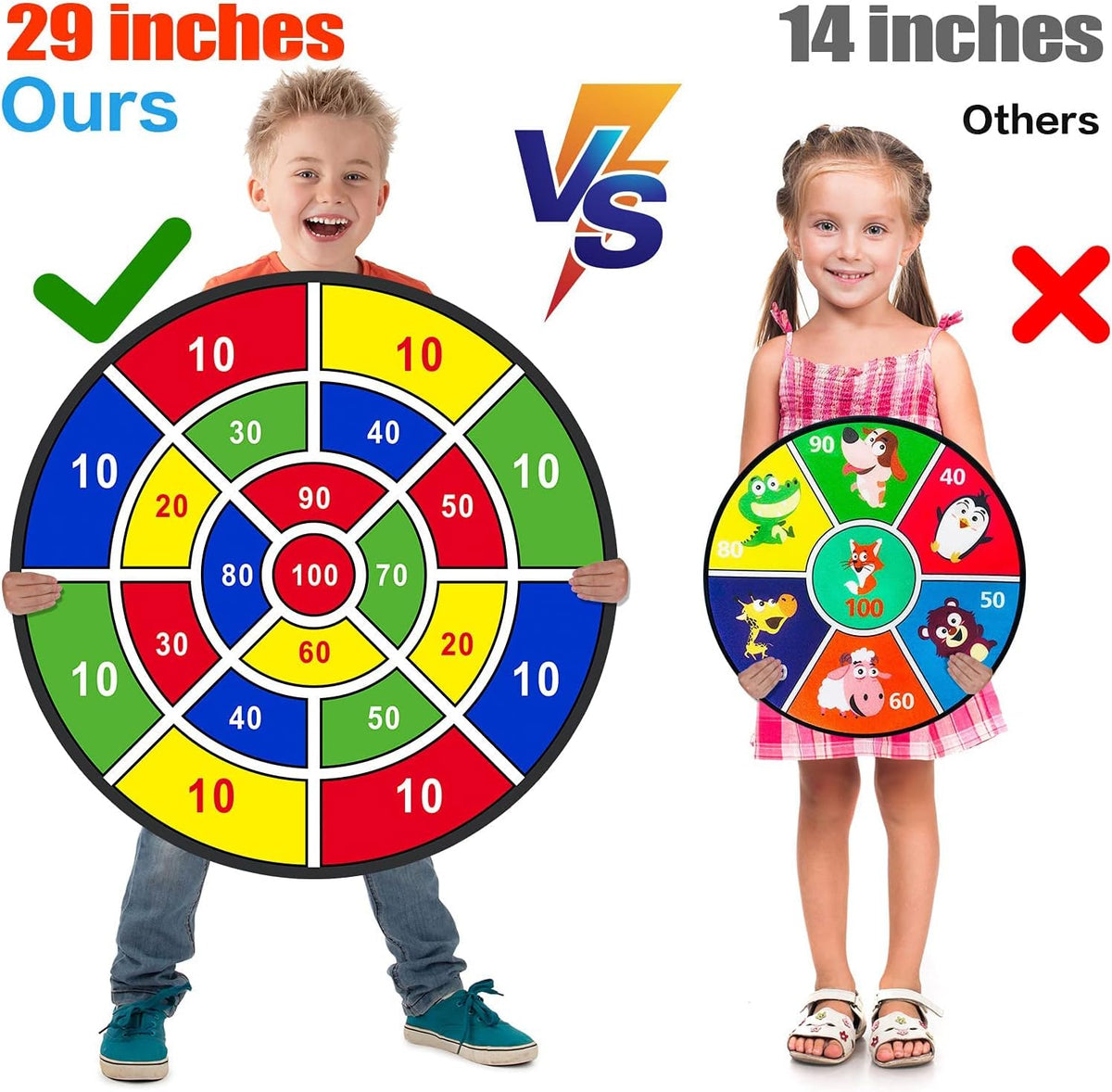 BooTaa 29" Large Dart Board for Kids, Kids Dart Board with Sticky Balls, Boys Toys, Indoor/Sport Outdoor Fun Party Play Game Toys, Birthday Gifts for 3 4 5 6 7 8 9 10 11 12 Year Old Boys Girls