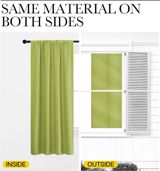 NICETOWN Kitchen Curtains, Fresh Green, Short Blackout Curtains & Drapes