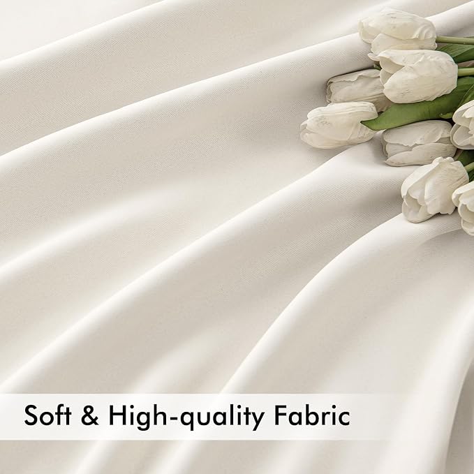 MIULEE Ivory Back Tab Blackout Curtains 72 Inches Long 2 Panels Set