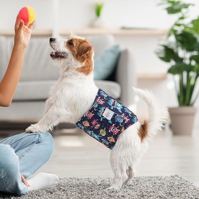 CuteBone Dog Diapers Male Belly Bands 3 Pack for Male Dogs Reusable Puppy Wraps DM65S