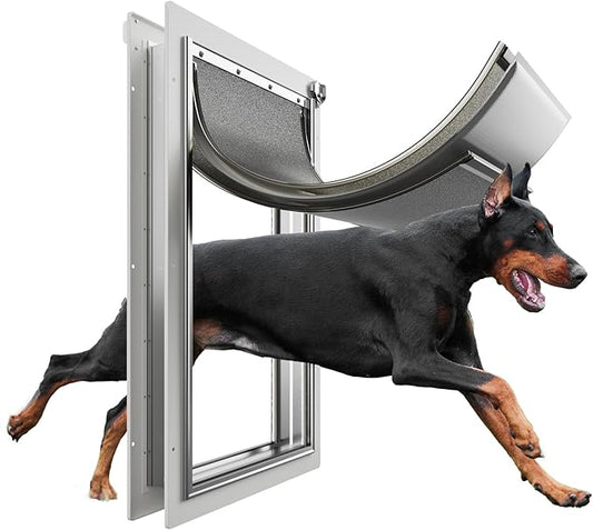 Extra Large Dog Door for Exterior Door, Up to 220 lbs, Doggy Door with 3 Flaps Opening 13.4" x 23.1", Aluminum Frame, Metal Closing Panel and Lock, XL Dog Door for Exterior Doors