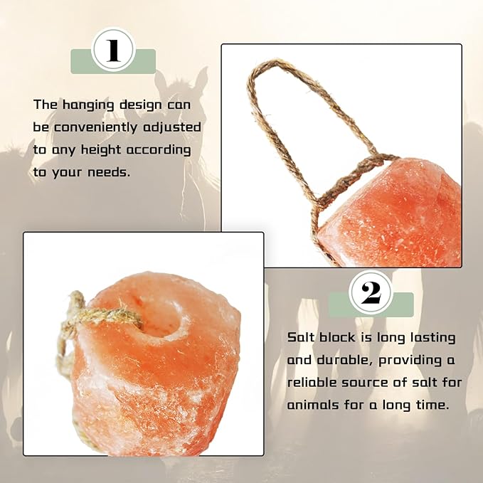 kathson Hanging Salt Lick for Horses Pack of 3,Himalayan Salt Blocks for Horse Natural Organic Mineral Salt Block Licking Salt Licks for Horses Cattle Deer Goats Cows and Other Livestock(10.55-12 LBS)
