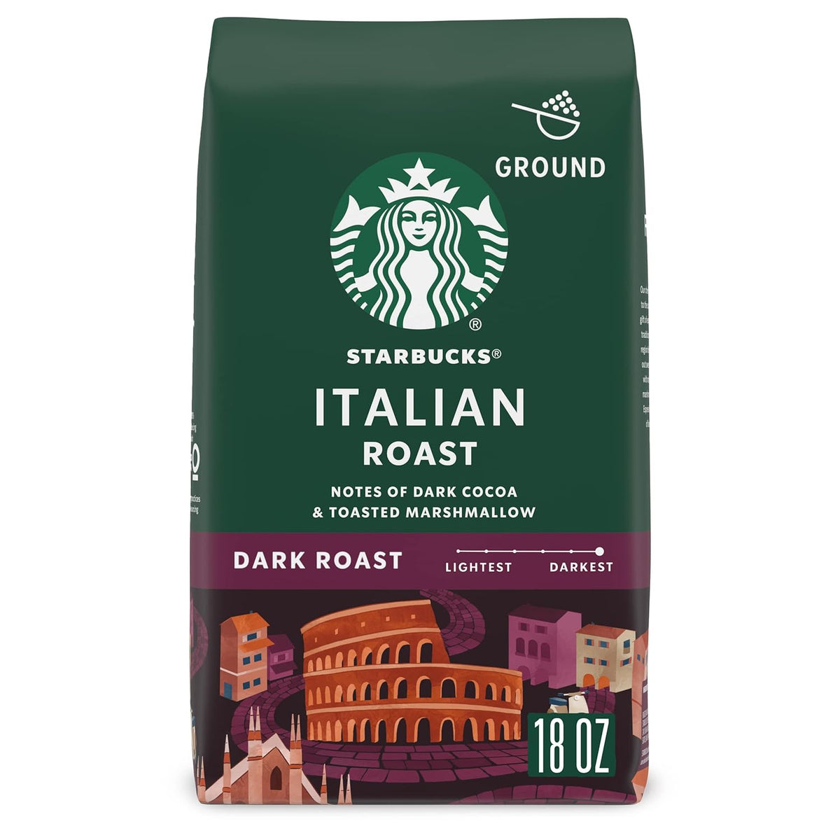 Starbucks Ground Coffee, Dark Roast Coffee, Italian Roast, 100% Arabica, 1 bag (18 oz)