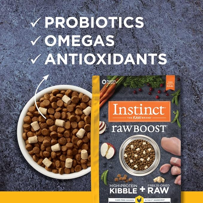 Instinct Raw Boost, Natural Dry Dog Food with Freeze Dried Pieces, High Protein, Grain Free Recipe - Real Chicken, 4 lb. Bag
