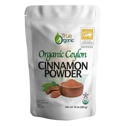 True Organic Pure Ceylon Cinnamon Powder, 1 lb, Premium Grade, Gluten Free, USDA & Kosher Certified, Organic Ground Cinnamon powder, Non-GMO, Ceylon Premium Quality