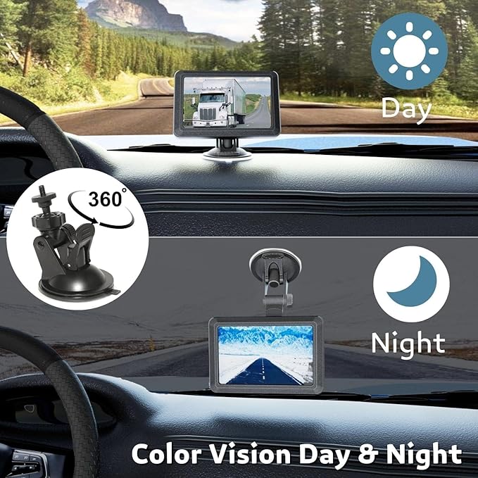 EWAY 2 Magnetic Wireless Backup Cameras HD1080P w/ 5" Split Screen Monitor Portable No Wiring Trailer Hitch IR Night Vision Rear View Camera for Truck Pickup RV Camper 5th Wheel Boat Horse Trailer