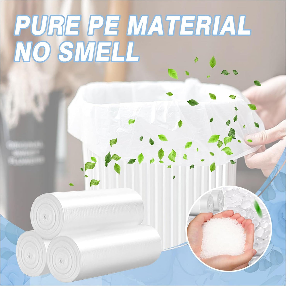 Small Trash Bags 4 Gallon - 108 Count Leakage-Proof 4 Gallon Trash Bag, Small Garbage Bags for Office Bedroom Bathroom Mini Trash Bags, Unscented White 15L Small Trash Can Liners