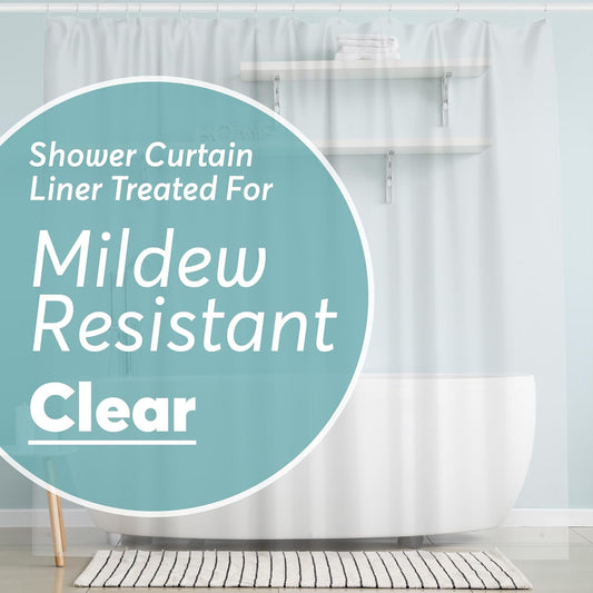 BigFoot Clear Shower Curtain Liner - 72x72 Odorless Plastic with Magnets, Washable Long Bathroom Curtain - Premium PEVA Waterproof Bath Shower Liner, Rust-Proof Bathroom Essentials