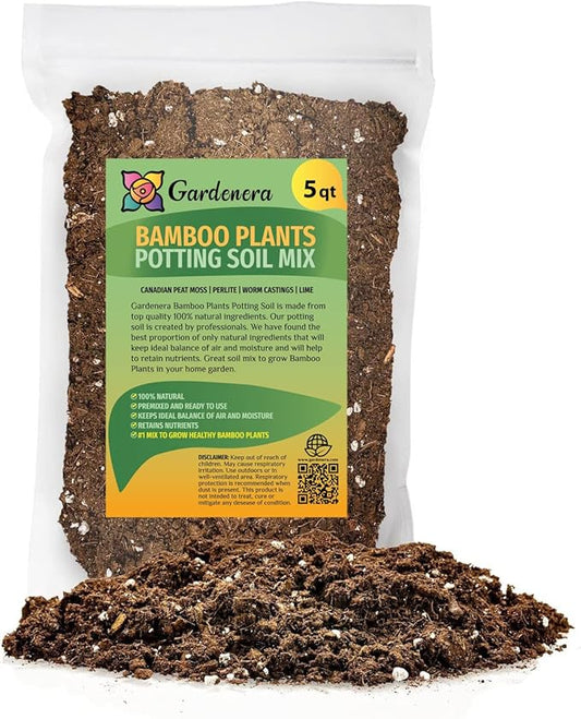 GARDENERA Premium Bamboo Potting Soil Mix - (20 Quarts Bag)