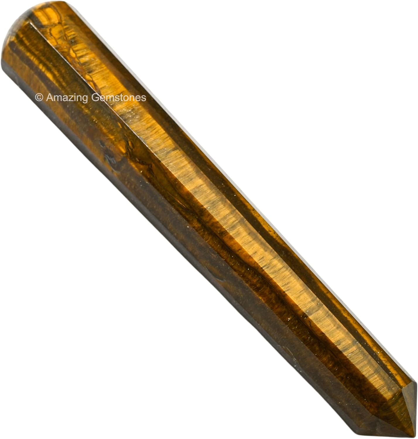 Amazing Gemstone Tiger Eye Crystal Wand Massage Stick - Pelvic Wand Gua Sha for Adults - Crystals and Healing Stones Massage Wands for Adults Gifts (Pointed)