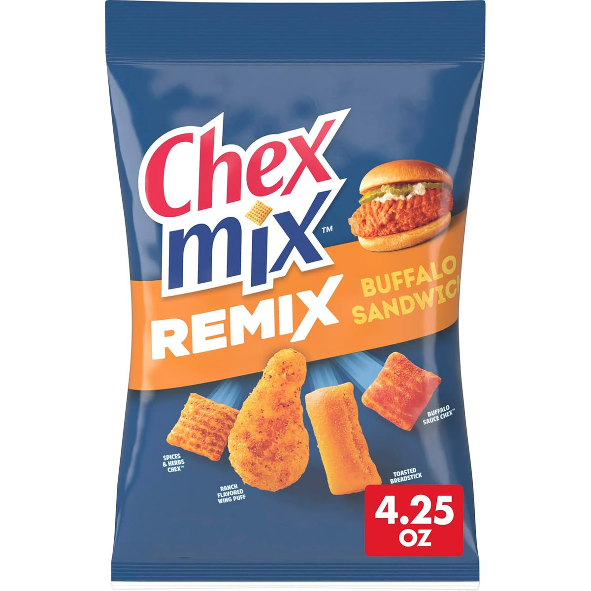 Chex Mix Remix Cheesy Pizza Snack Mix, Snack Bag, Family Size, 11 oz