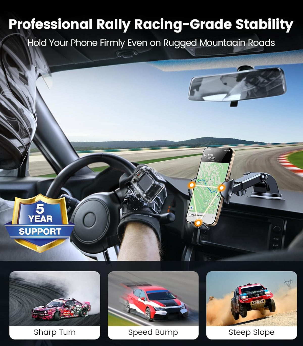 VICSEED [No.1 Powerful Suction] [Rally Racing-Grade Stability] Phone Holders for Your Car 2025 Upgraded Car Phone Holder Mount Truck Stand for Dashboard Windshield Vent for iPhone Samsung All Phones