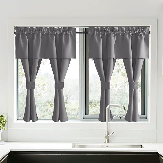 NICETOWN Short Curtains with Attached Valance