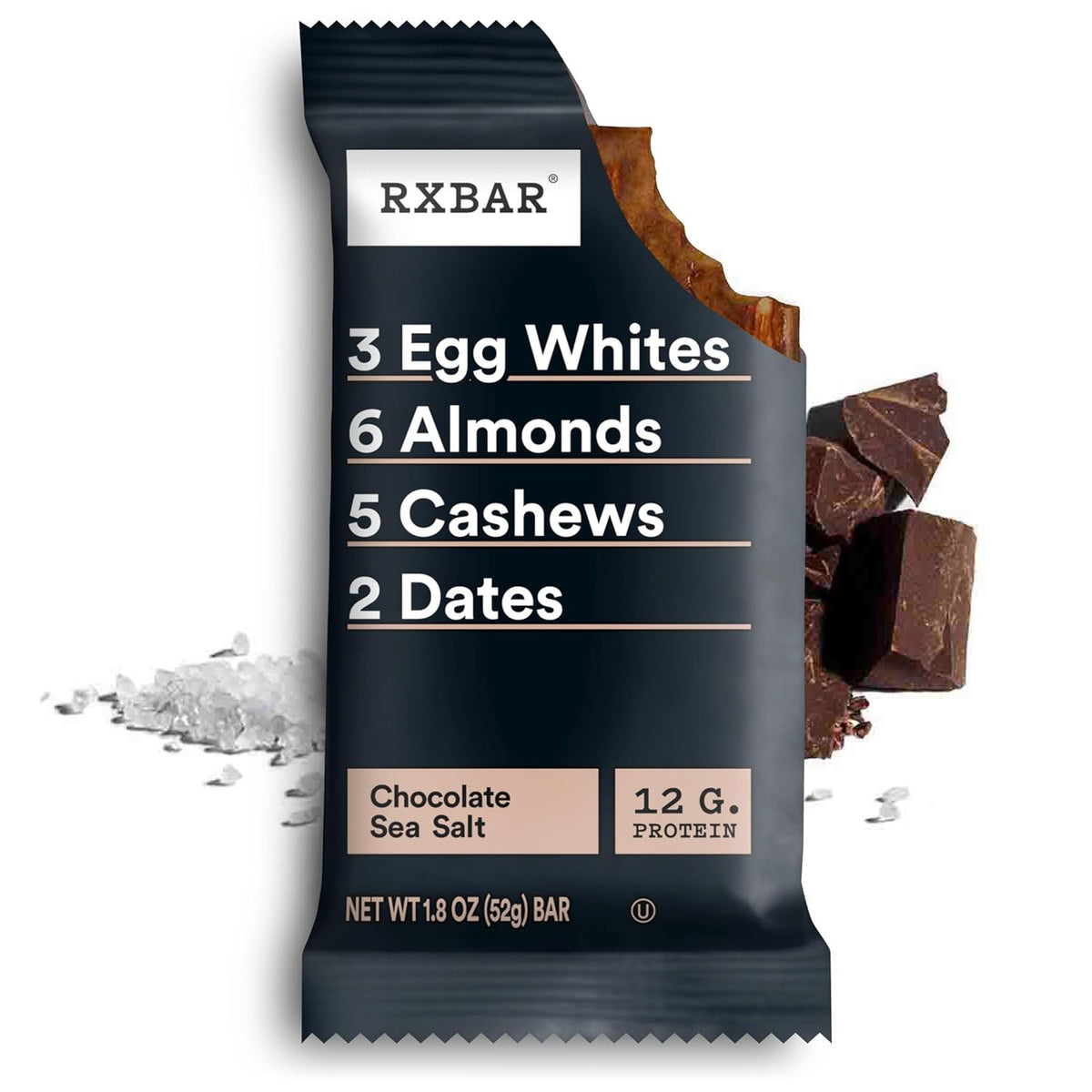 RXBAR Protein Bars, Protein Snack, Snack Bars, Chocolate Sea Salt, 18.3oz Box (10 Count)