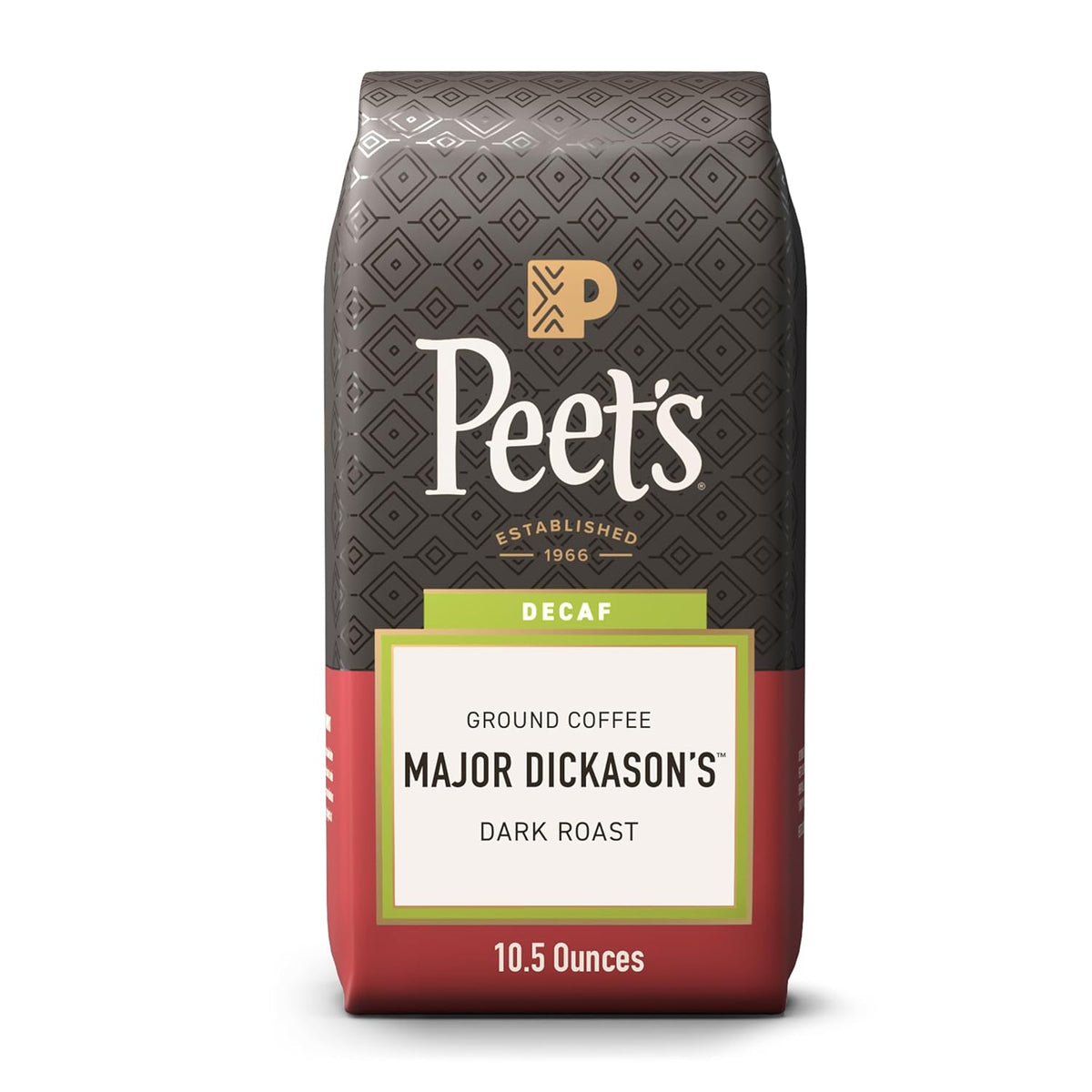Peet's Coffee, Dark Roast Ground Coffee, Decaffeinated Arabica Coffee - Decaf Major Dickason's Blend 10.5 Ounce Bag