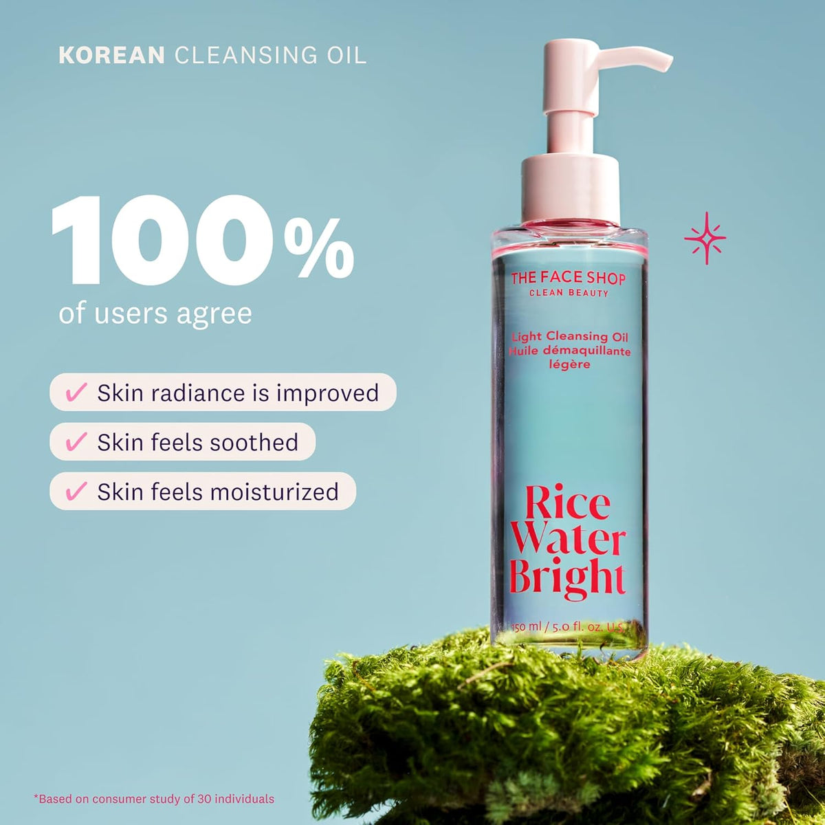 The Face Shop Rice Water Bright Double Cleansing Duo Set with Ceramide, Korean Skin Care, Gentle Face Wash & Pore Control Cleansing Oil, Hydrating, Moisturizing, Vegan Facial Cleanser, Makeup Remover