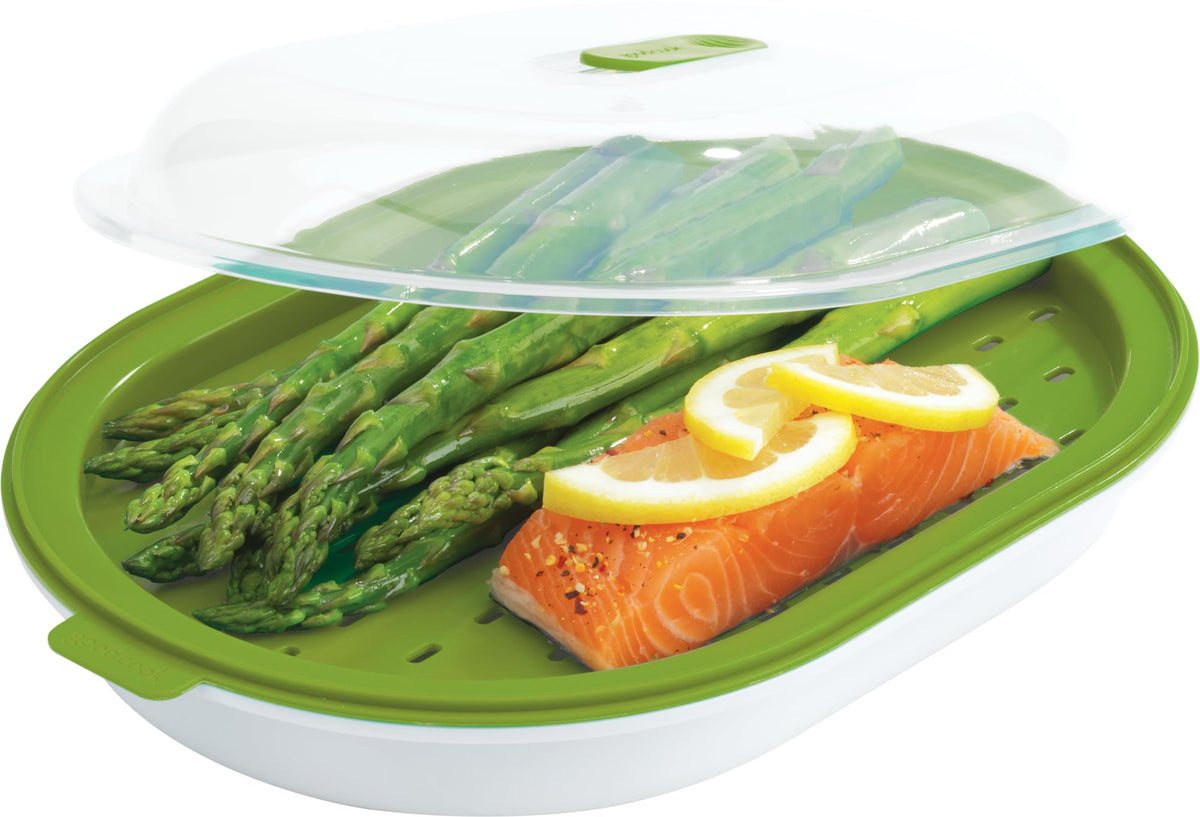 GoodCook Everyday Microwave Steamer – Vegetable & Fish Cooker, Preserves Vitamins & Nutrients, Quick Dinner & Meals, Adjustable Steam Release Vent