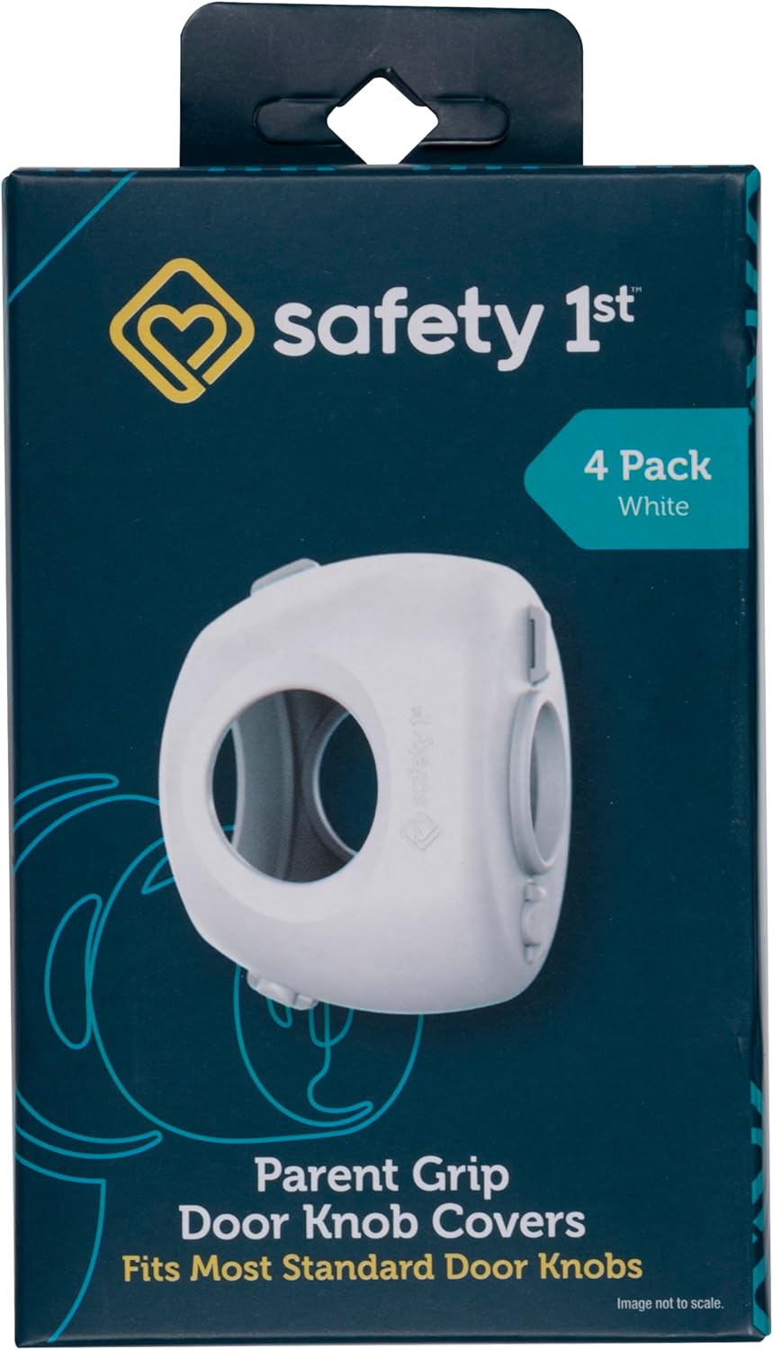 Safety 1st Parent Grip Door Knob Covers, White, One Size,4 Count (Pack of 1) (HS3260600), Packaging may vary