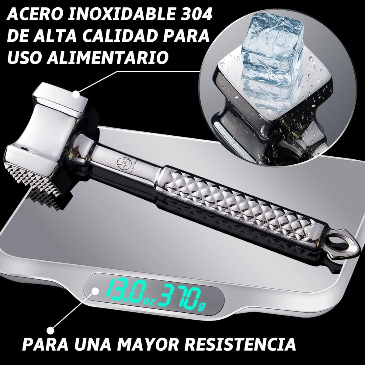 Stainless Steel Meat Tenderizer Tool, Premium Meat Mallet with Non-Slip Grip, Dual-sided Kitchen Mallet Ideal for Tenderizing Steak, Poultry & Chicken Cutlet, Dishwasher Safe with Lifetime Replacement