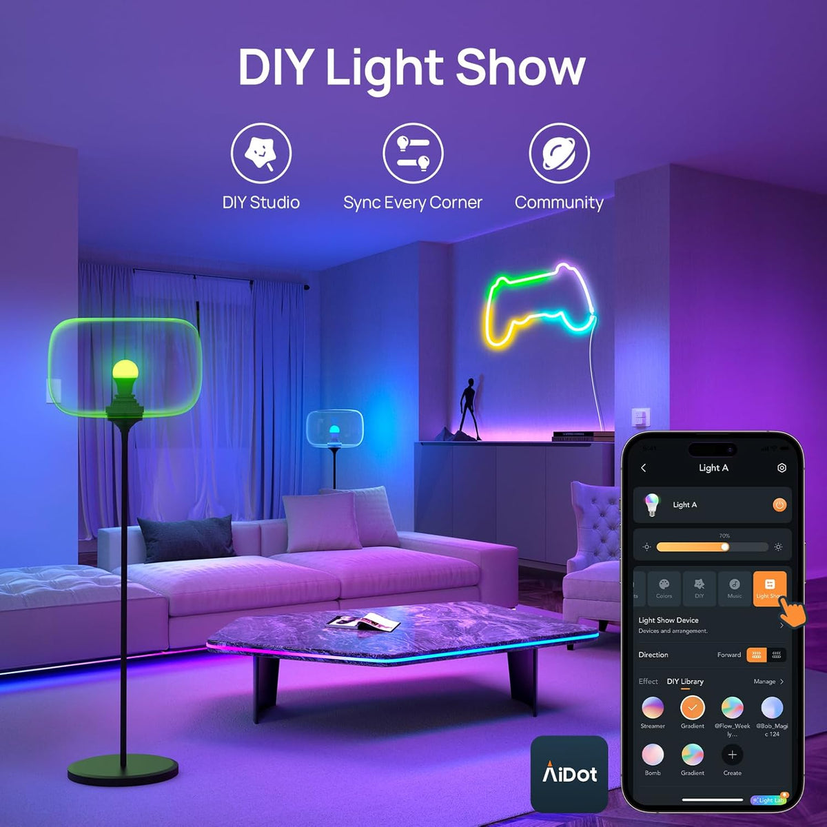 Linkind Smart Light Bulbs, Smart Bulb That Work with Alexa & Google Home, LED Light Bulbs Color Changing, 104 Preset Scene, Music Sync, A19 E26 2.4GHz RGBTW WiFi Bluetooth Light Bulb 60W, 800LM, 4Pack