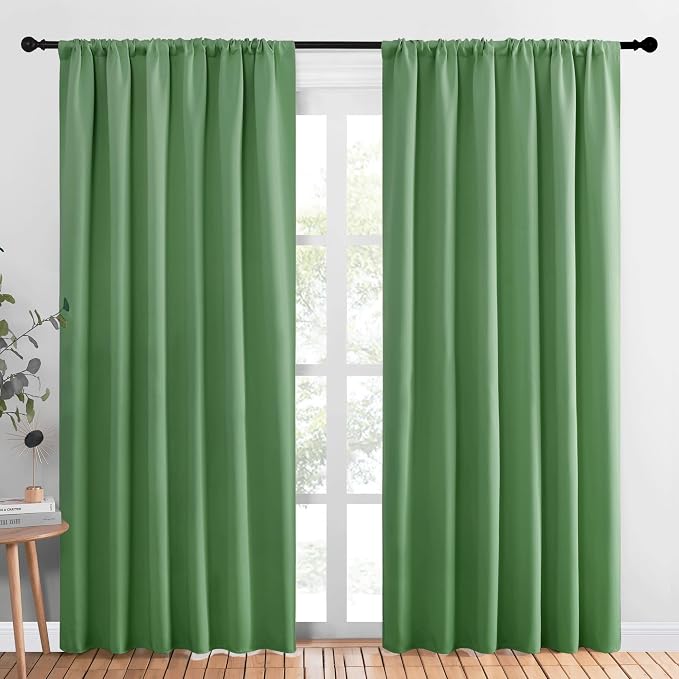 NICETOWN Living Room Curtains, Froest Green, 1 Pair, 70 x 84-inch, Home