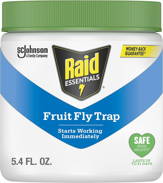Raid Essentials Fruit Fly Trap for Indoors, Made with Essential Oils, Child and Pet Safe, 5.4 oz