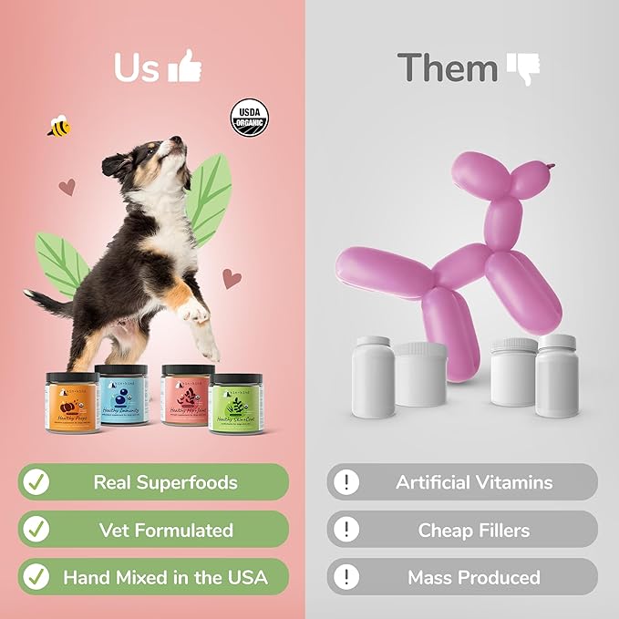 kin+kind Dog Supplement Powder - Supplement for Dogs & Cats for Healthy Immunity - Bladder Support - Natural Formula with Organic Cranberry, Blueberry and Coconut - Made in USA - 4 oz (Medium)