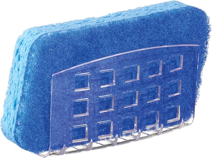 iDesign Sinkworks Kitchen Sink Suction Holder for Sponges, Scrubbers, Soap - Clear Large
