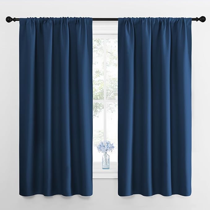 NICETOWN Window Curtains for Bedroom, Moroccan Blue, 2 Panels, W42 x L48 -Inch