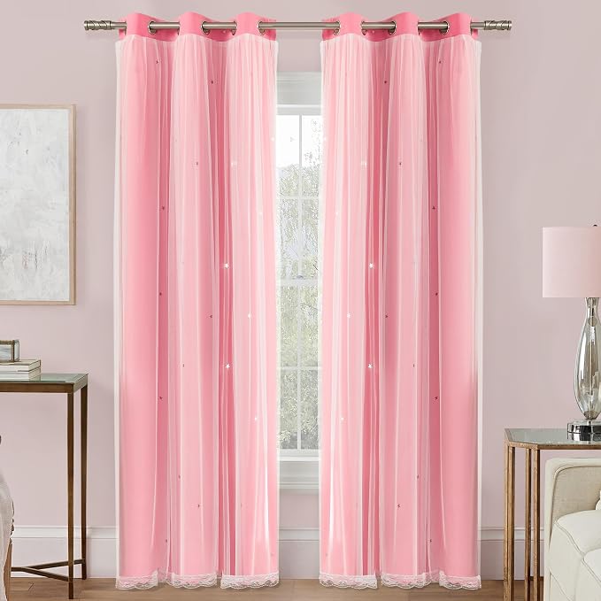 XiDi Curtains for Bedroom Decor Pink34/96/1 US