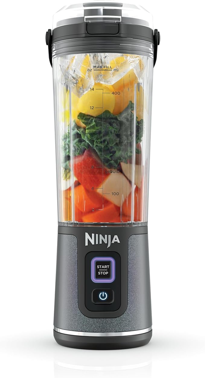Ninja Blast Portable Blender, Cordless, 18oz. Vessel, Personal Blender for Shakes & Smoothies, BPA Free, Leakproof Lid & Sip Spout, USB-C Rechargeable,NAVY/SILVER, BC1555NV (Renewed)