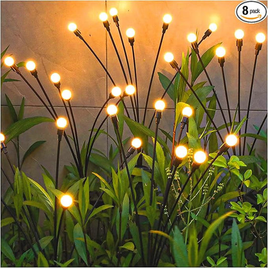 TONULAX Solar Garden Lights - Upgraded Solar Swaying Light, Sway by Wind, Outdoor Lights, Yard Patio Pathway Decoration, High Flexibility Iron Wire & Heavy Bulb Base, Warm White(8 Pack)