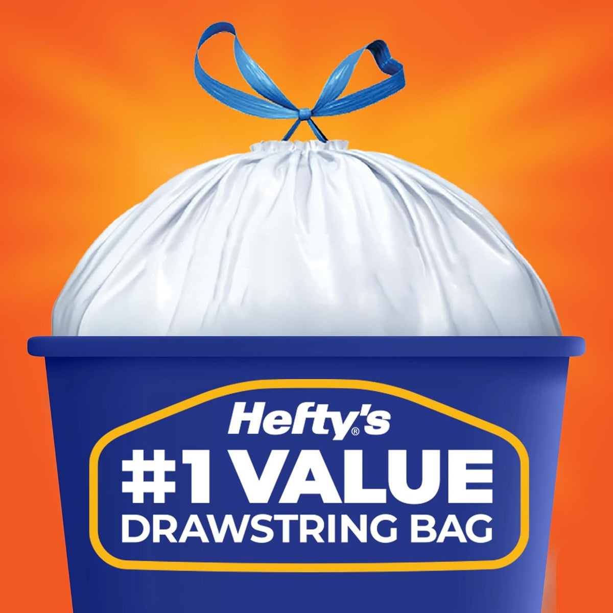 Hefty Strong 13 Gallon Trash Bags, Tall Kitchen Bags, UnscentedLarge Bags with Drawstrings, Durable Closure, Resists Leaks, Punctures, and Tears, White, Unscented, 90 Bags
